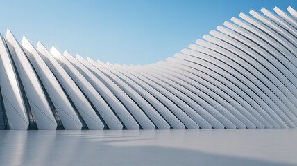 Fototapeta premium Modern white parametric architecture building facade with blue sky