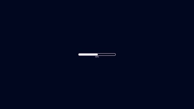 Animated progress bar from 0 to 100 increasing percentage animation on black background. Loading animation- Footage loading icon suitable for download progress animation.