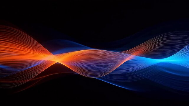 Abstract flowing lines of orange and blue