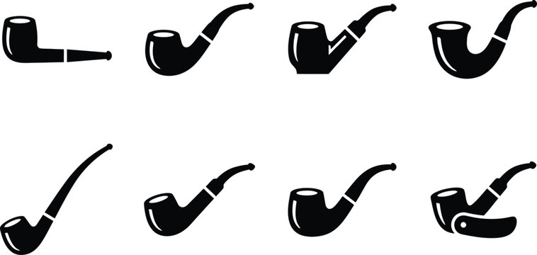 Classic Smoking Pipe Silhouette Vector Icon Vintage Dad Style