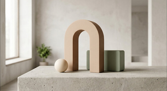 3D Render of Minimalist Abstract Geometric Shapes