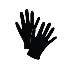 Fototapeta premium Two black gloves placed slightly offset on a white background design