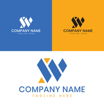 Abstract Letter W Logo Design: Modern Geometric Blue and Orange Monogram for Corporate Identity, Tech Startup, and Professional Business Branding