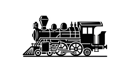 Vintage Steam Locomotive Silhouette - Classic Train Vector Art © lobes