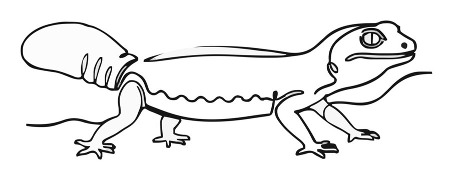 Leopard gecko running side view line art. Generative AI