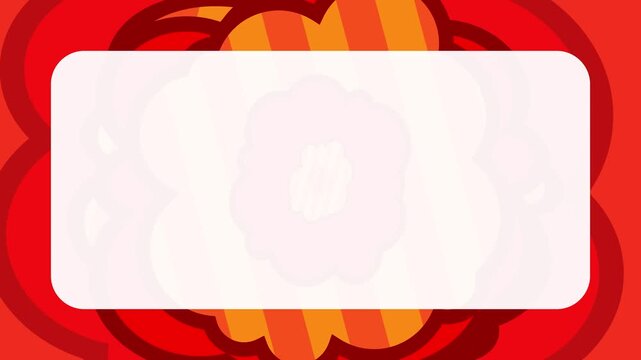 赤色のレトロポップな抽象的な花柄が広がるモーション背景アニメーション