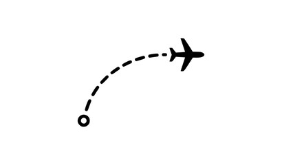 Airplane flight route line path vector icon isolated on white © Bablu