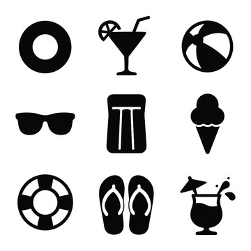 Pool Party Silhouette Icon Pack