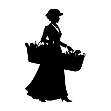 Lady Silhouette Carrying Heavy Groceries
