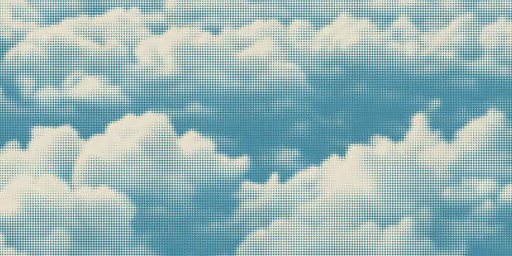 retro sky pattern on old paper background. raster vintage clouds