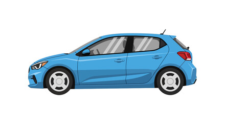 Obraz premium Blue hatchback car vector illustration on white background