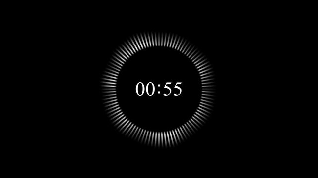 One minute timer countdown with radial equalizer effect for dynamic video content