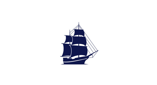 Vintage Tall Ship Silhouette, Classic Sailing Vessel, Nautical Exploration Icon