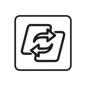 recycling symbol with arrows and square outline