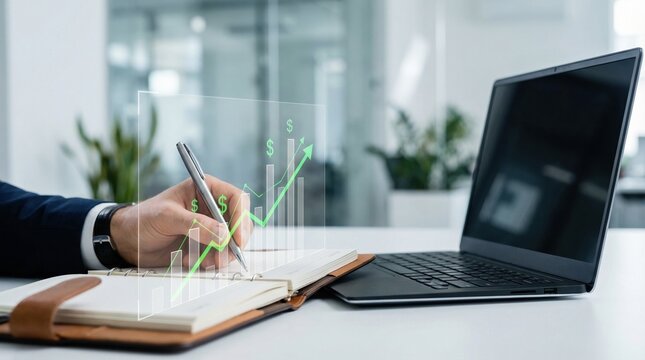 Financial investment strategy focuses on compound interest growth for retirement savings planning and long term wealth management success