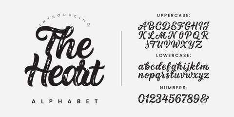 The Heart alphabet brush script font elegant handwritten typography vector typeface for wedding logo brand design © happy