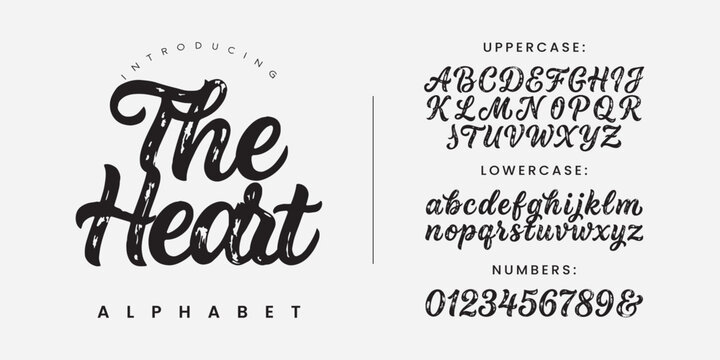 The Heart alphabet brush script font elegant handwritten typography vector typeface for wedding logo brand design