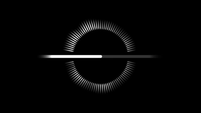 Abstract futuristic loading progress bar animation with glowing ring element