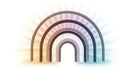Fototapeta premium Rainbow Archway with Light Rays - A Colorful Illustration.