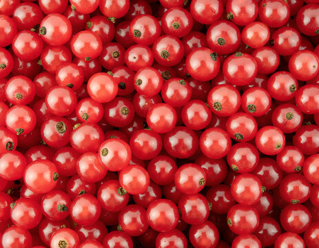 Full frame illustration of a dense pattern of vibrant red currant berries creating a rich fruit background