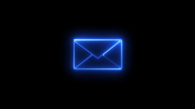 Glowing neon message box icon animation video notice receive massage animated sign symbol. Representing sending mail.