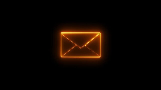 Glowing neon message box icon animation video notice receive massage animated sign symbol. Representing sending mail.