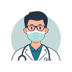 Fototapeta premium Doctor wearing a face mask and stethoscope