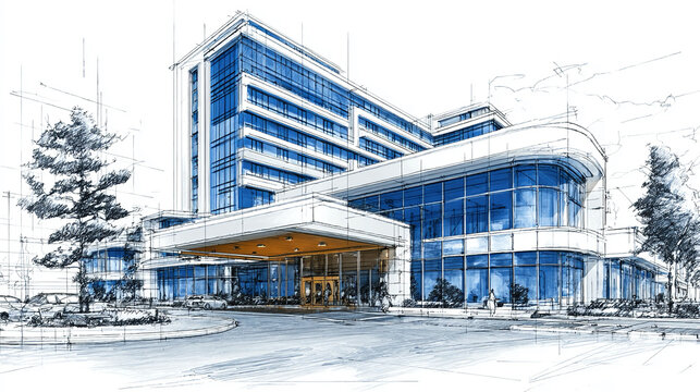 Architectural blueprint of modern building isolated on transparent background construction design concept detailed structure layout for development projects
