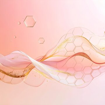 麻の葉模様と流動的な曲線のモダンな和風表現 / Modern abstract composition with Japanese asanoha pattern (Generative AI)