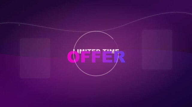 Limited time offer motion graphic with purple gradient background, dynamic circular animation and modern typography for digital marketing and e-commerce promotional campaigns