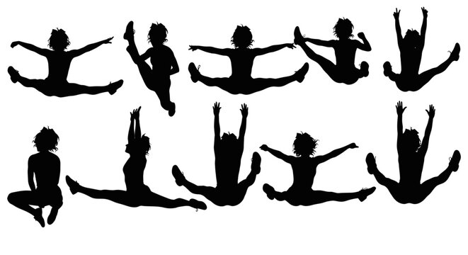 Silhouette of Woman Doing Gymnastics and Dance Poses