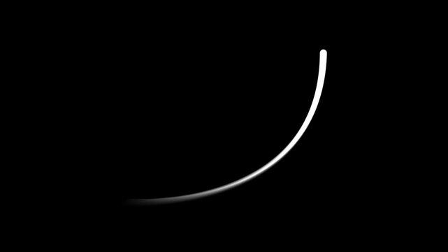 Abstract white light arc moving across black background, dynamic motion graphics element for design