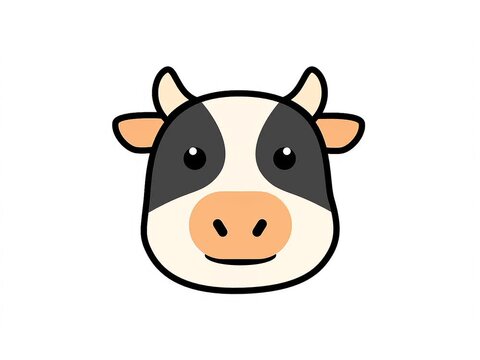 Close up animation of cartoon cow head,Cartoon cow head with black and white fur