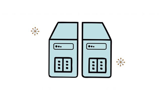server network database storage icon animation on white background