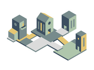 Fototapeta premium Isometric illustration of modern buildings.