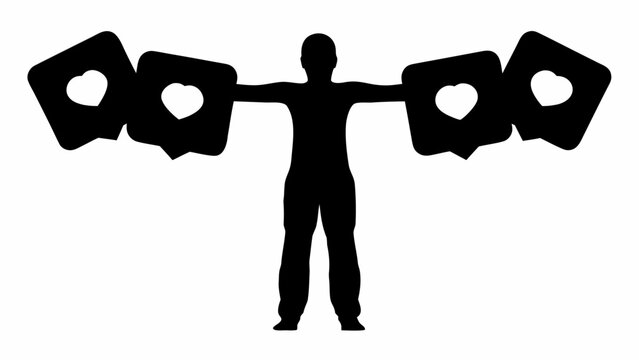 Person trapped in black silhouette with puzzle pieces on arms isolated on white background
