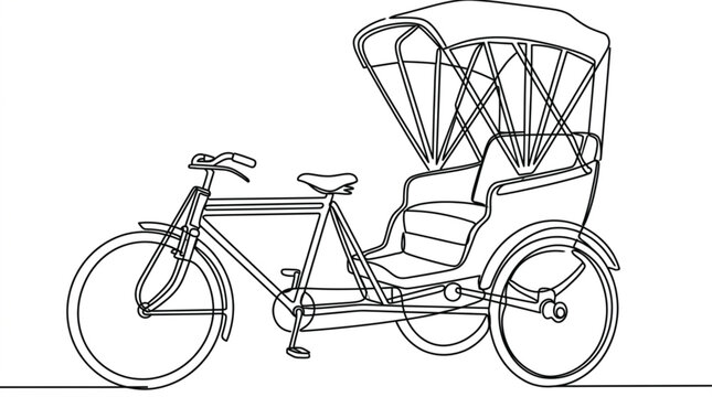 Traditional Cycle Rickshaw Vector Collection with Detailed Passenger Transport Designs for Urban Travel and Cultural Illustration Projects