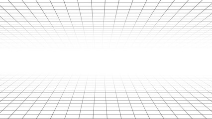 モノクロ3Dグリッドフレーム 横長 16:9 © marumochi