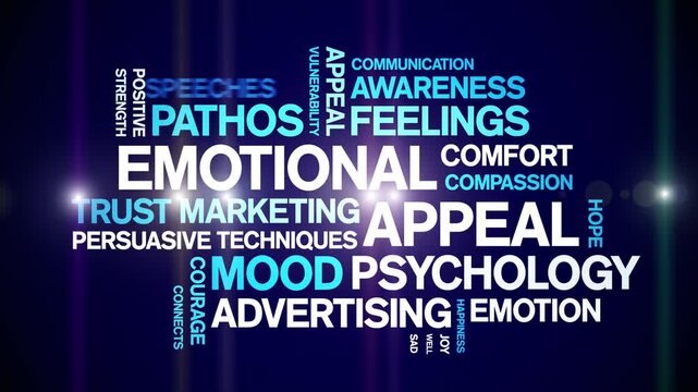 Emotional Appeal animated word cloud-text design animation tag kinetic typography seamless loop.
