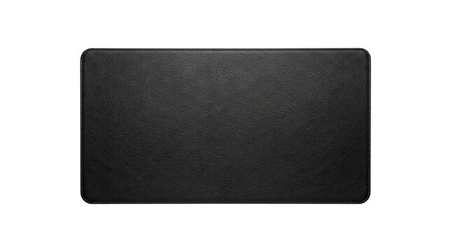 Black leather desk mat with stitched border mockup