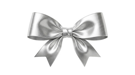 Obraz premium Elegant metallic silver satin ribbon bow