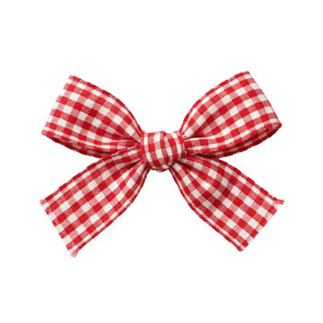 Red and white checkered gingham ribbon bow