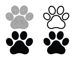 Fototapeta premium Four Paw Print Abstract, Outline, Solid, and Textured