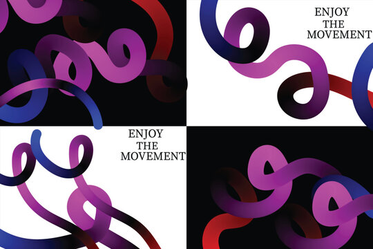 Vibrant abstract shapes dance across a split square background with text.