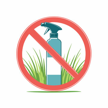 No Spray Bottle Icon with Grass and Prohibition Sign