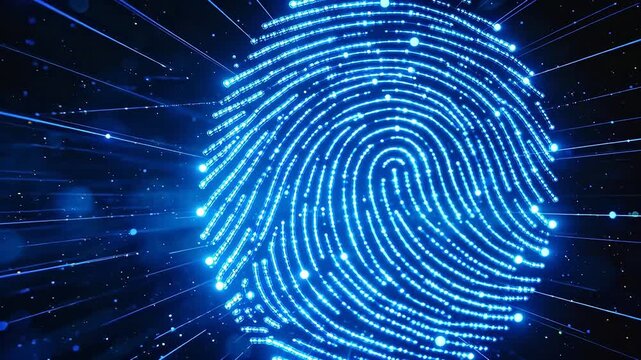 Digital fingerprint with glowing lines