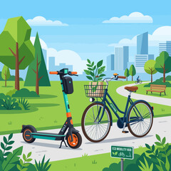 Naklejka premium Eco friendly transportation in the city park.