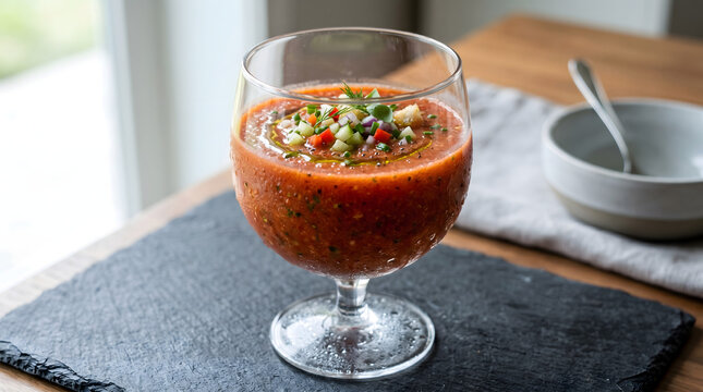 Vibrant Bloody Mary cocktail in a clear glass with fresh vegetables and spices for brunch or social gathering
