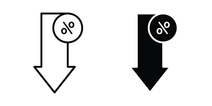 Percent down icon simple Icon suitable for projects