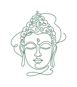 hand drawing continous line depicts budha's face (artwork 2)
